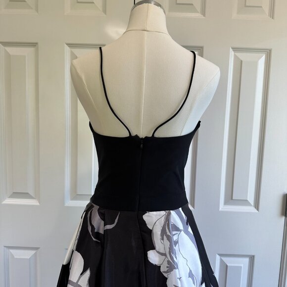 Blondie Nites Black Floral Halter Prom Wedding Guest Black Tie Maxi Dress Size 4 - Picture 7 of 9